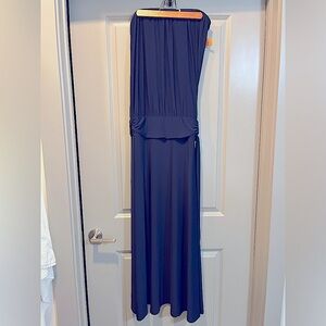 BOSTON PROPER Elegant Navy Blue Maxi Dress